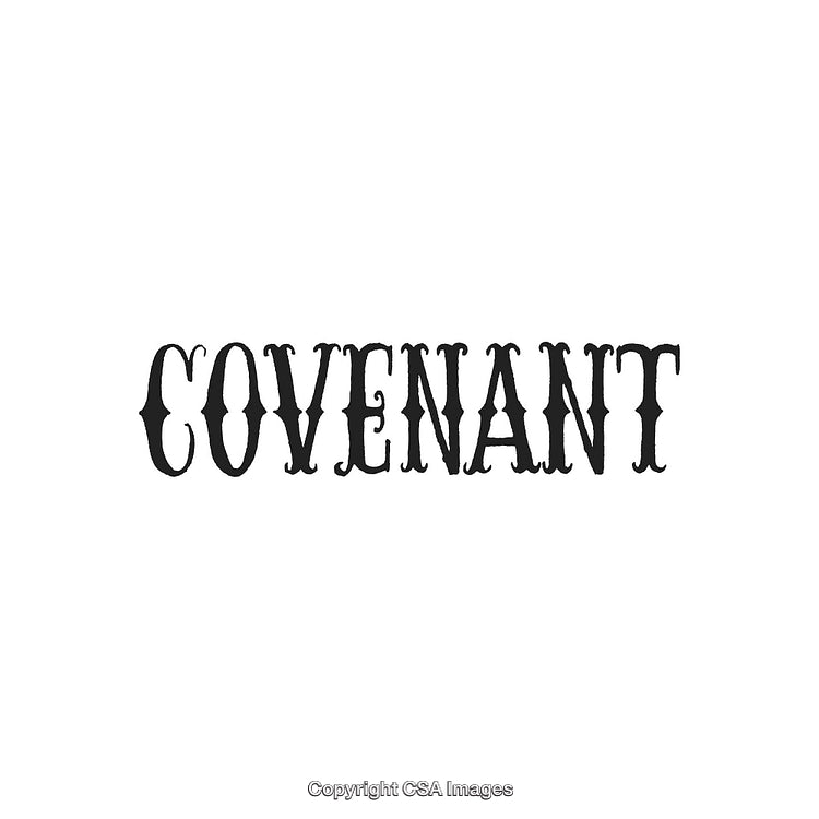 Black Covenant Text in Decorative Serif Font on a White Background