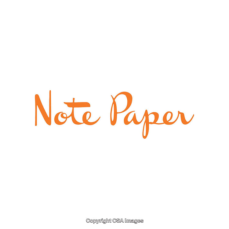 Minimalistic Text Illustration of 'Note Paper' in Orange Script