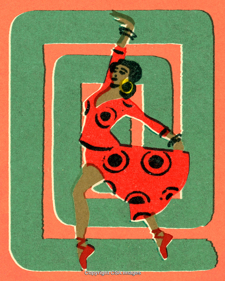 Drawing of a Stylish Flamenco Dancer in a Vibrant Artistic Design