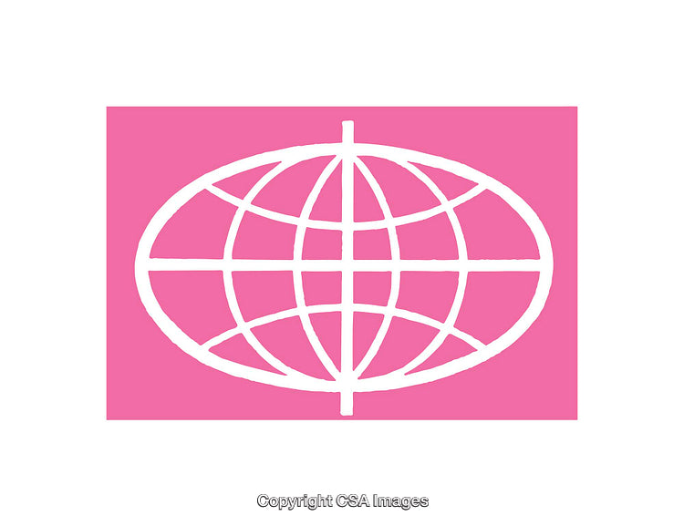 Minimalistic Globe Icon With Pink Background and White Lines