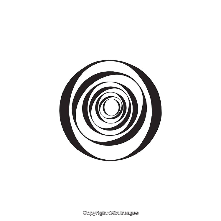 Abstract Black and White Circular Spiral Design on White Background