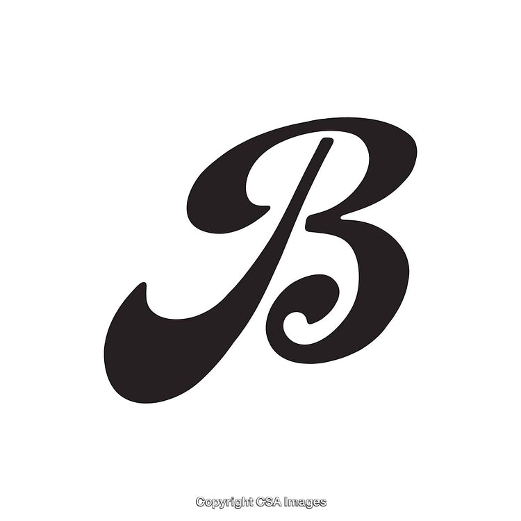 Elegant Script Letter B Isolated on White Background