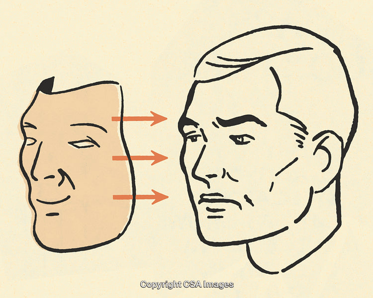 Conceptual Representation of Mask and Identity Contrasts in Vintage Illustration