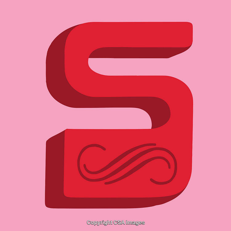 Bold Red Letter S With Artistic Flair on Pink Background