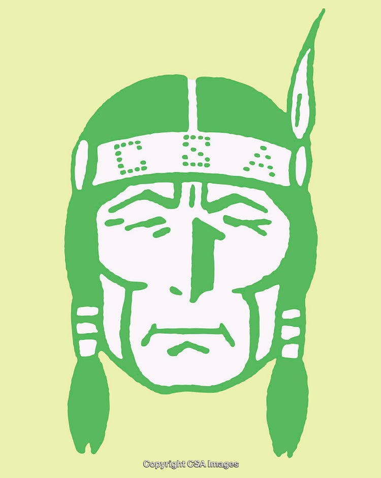 Stylized Green and White Line Art of a Detailed Human Face in Profile