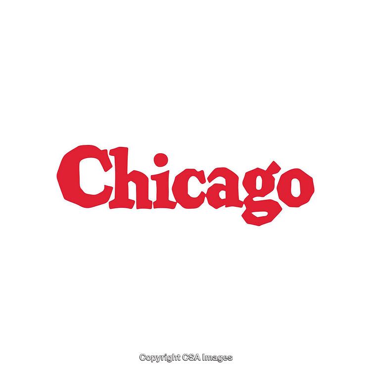 Bold Red Chicago Text Against Clean White Background