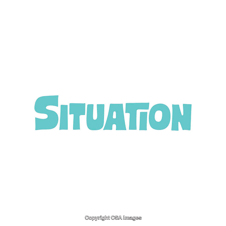 Bold Stylized Text 'Situation' in Light Blue on White Background