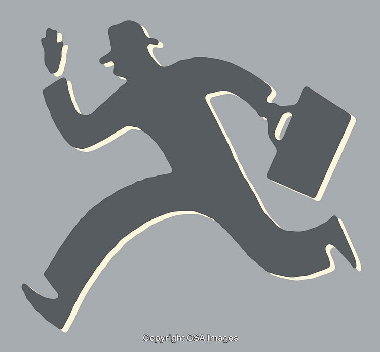 Silhouette of a Businessman Running with Briefcase Artwork