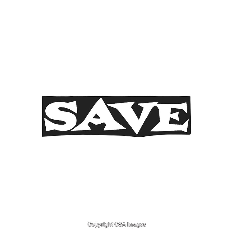 Black And White Save Text on Rectangular Background