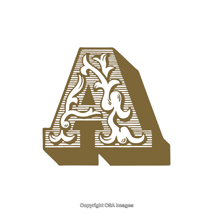 Decorative Letter A in Vintage Ornamental Style with Intricate Design