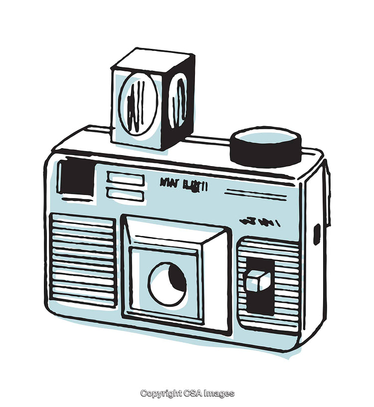 Vintage Camera Illustration with Minimalistic Art Style and Retro Design