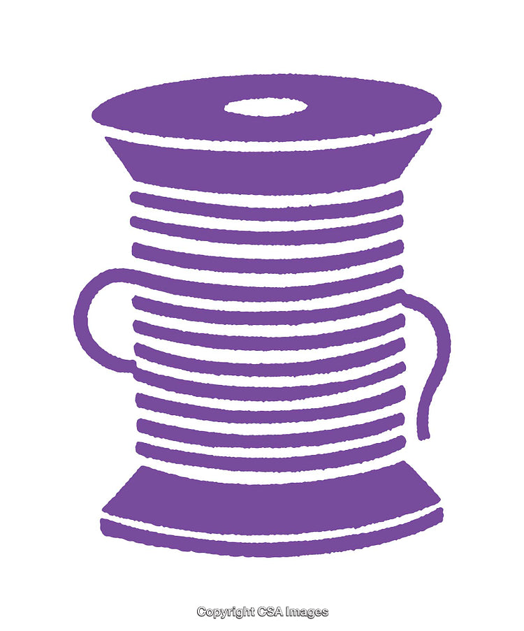 Purple Thread Spool Icon Representing Sewing or Textile Design Themes