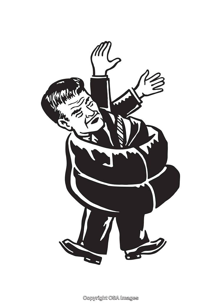 Black And White Line Art of a Twisting Distinguished Figure in Motion