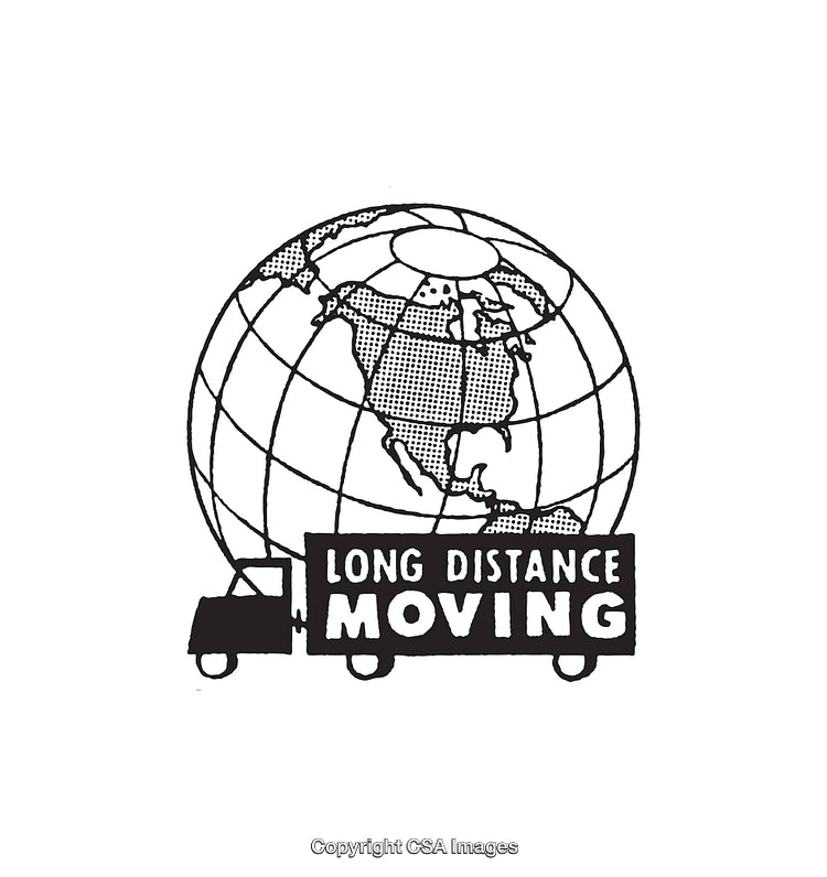Long Distance Moving Truck with Global Graphic in Line Art Style