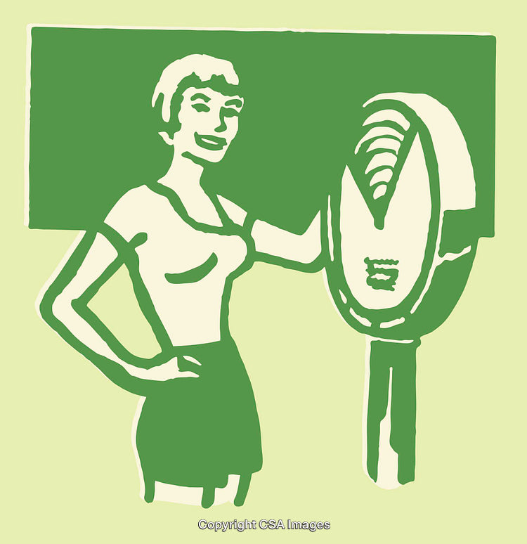 Retro Inspired Illustration of a Woman Next to a Parking Meter