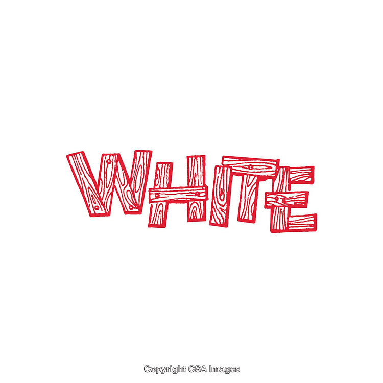 Creative Red Stylistic Text Depicting 'White' in Wooden Letter Design