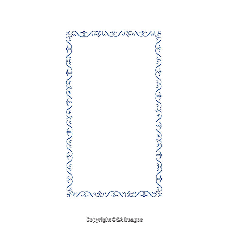 Elegant Blue Ornamental Frame Design on White Background