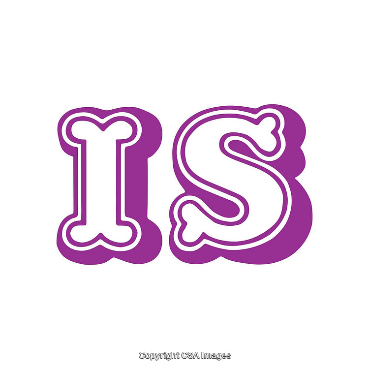 Purple Lettering with Whimsical Cartoon-Styled Design on White Background