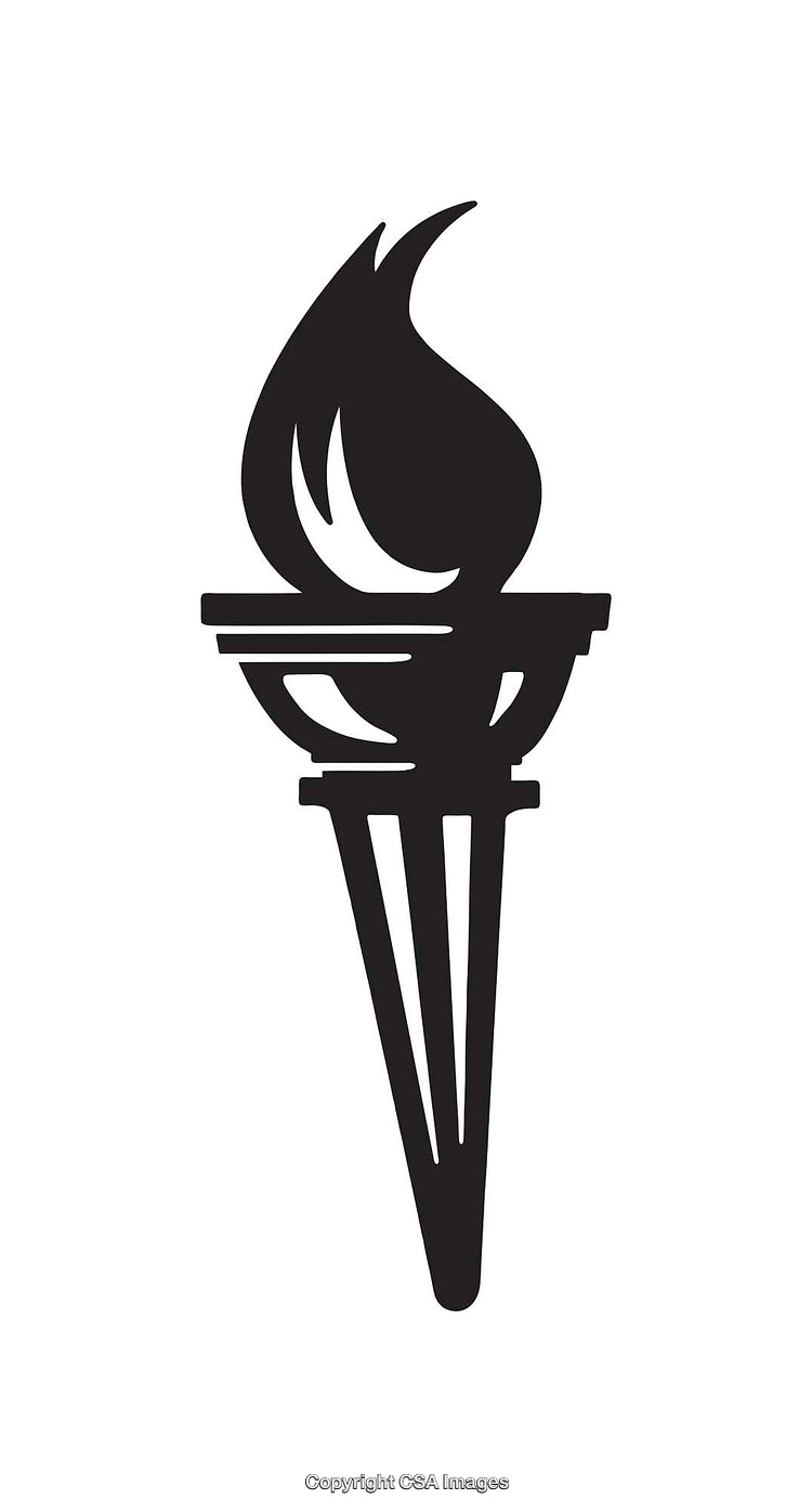 Black and White Torch Line Art Symbol of Inspiration and Victory