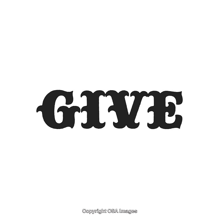 Black Serif Text Displaying the Word Give on White Background