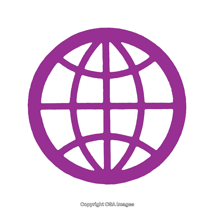Purple Globe Icon Depicting International Connectivity and Global Communication