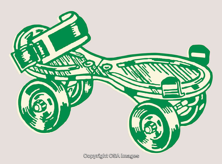 Vintage Illustration of a Classic Four-Wheel Roller Skate