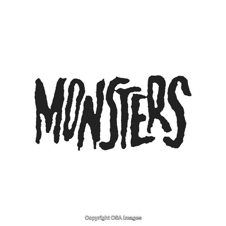 Spooky Black Typography Featuring Word 'Monsters' in Distressed Style
