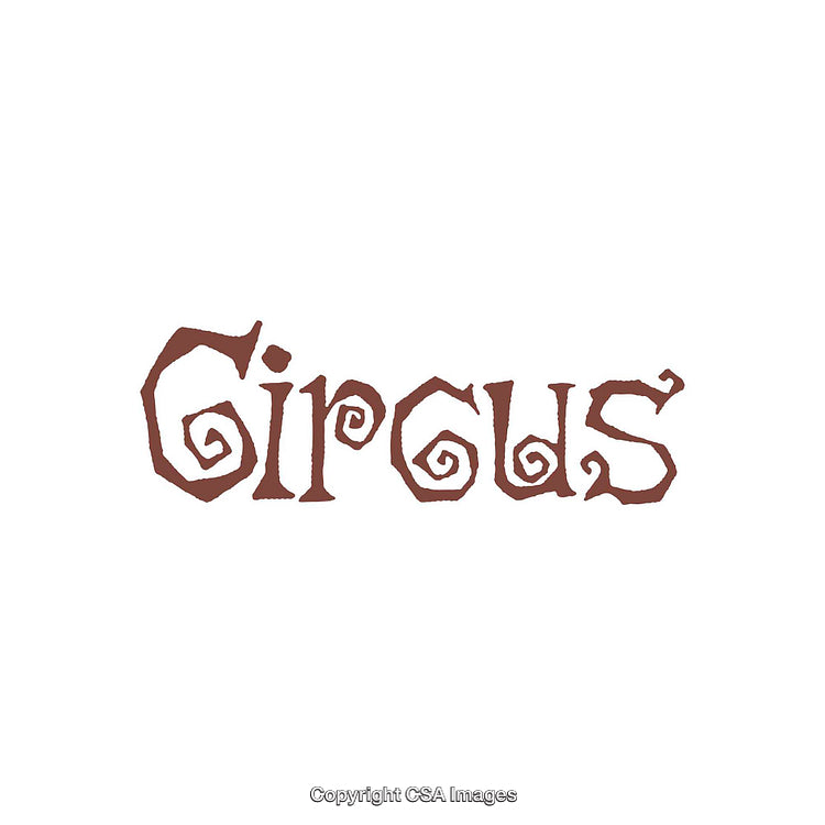 Vintage Circus Text Design With Spiraling Lettering on White Background