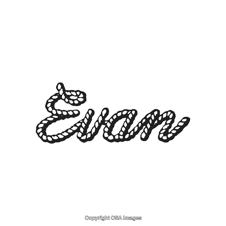 Creative Rope-Styled Text Design Depicting Evan on a White Background