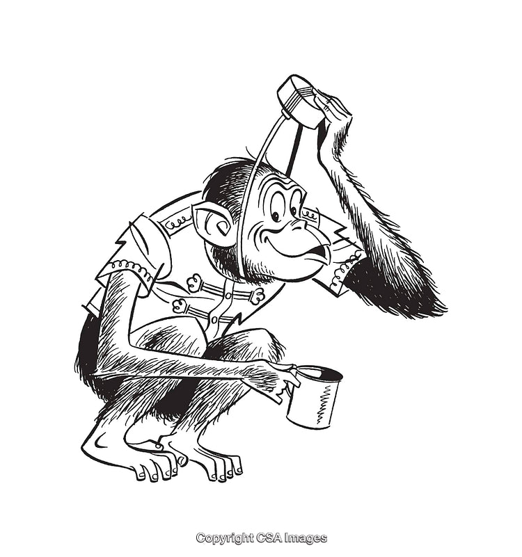 Illustration of a Cheeky Monkey Holding a Drinking Cup