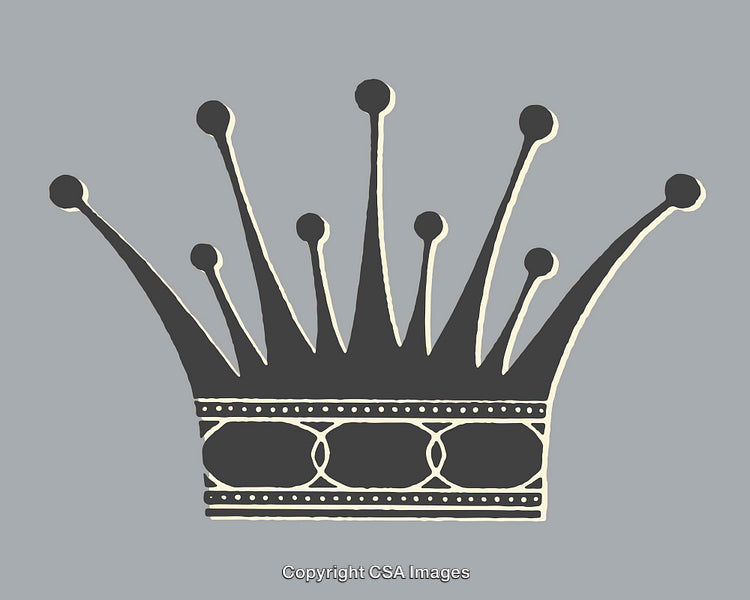 Elegant Monochrome Crown Design in Line Art Illustration