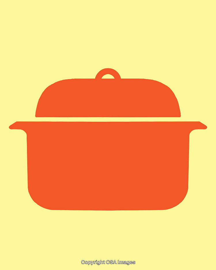 Minimalist Illustration of a Red Cooking Pot on Yellow Background