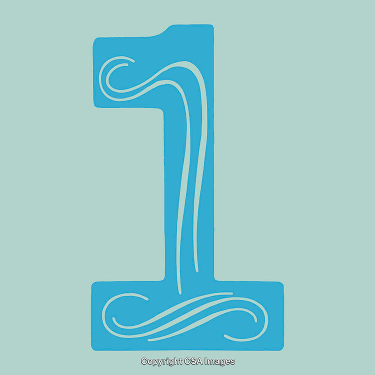 Blue Number One Illustration with Decorative Patterns on Light Background