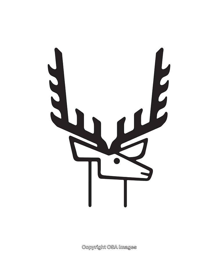 Minimalist Deer Antler Line Art Illustration in Black and White