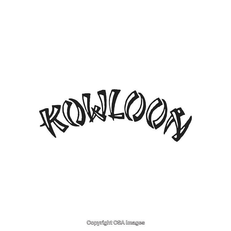 Abstract Typography Design Featuring Artistic Word Kowloon in Monochrome