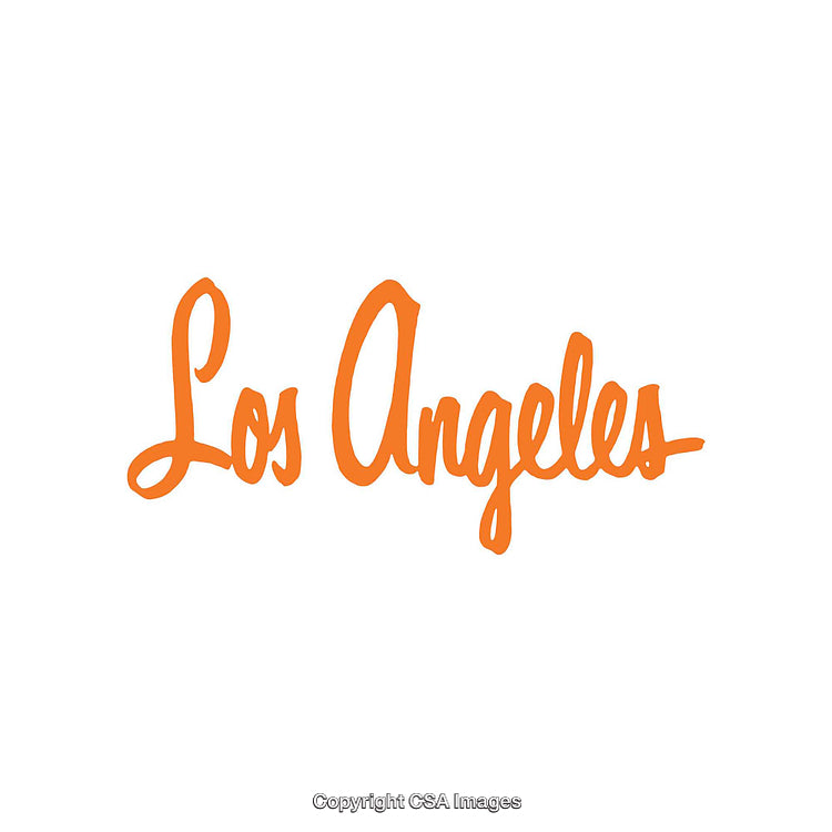 Stylized Orange Los Angeles Text Design on White Background