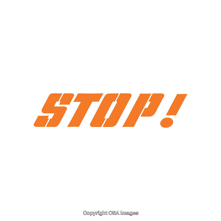 Orange Stop Sign Typography on a White Background