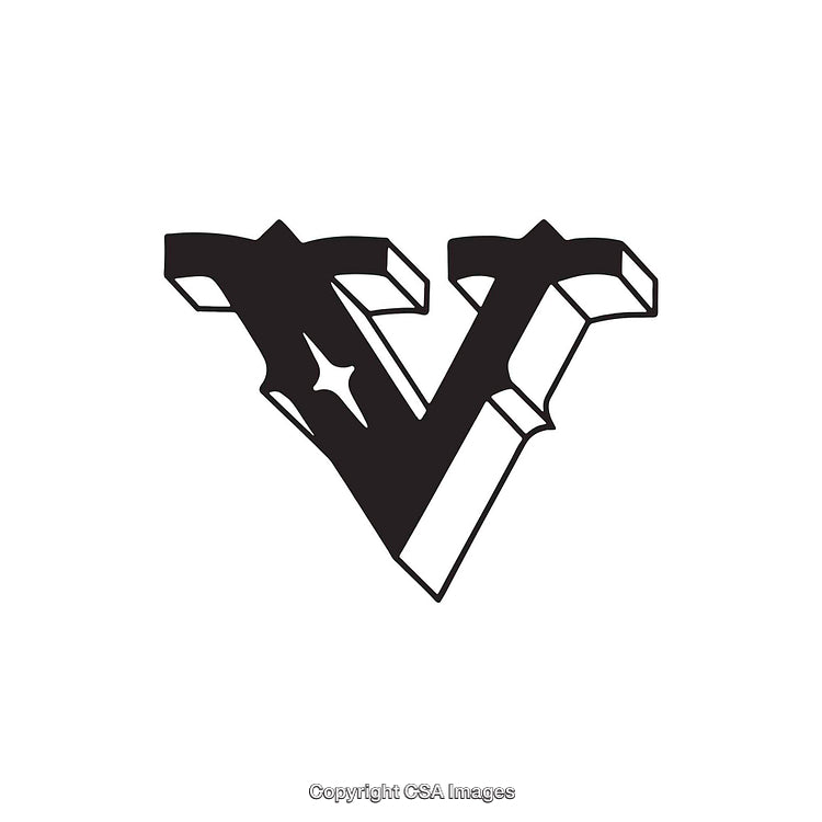 Stylized Black Letter V with Stars and Bold Design