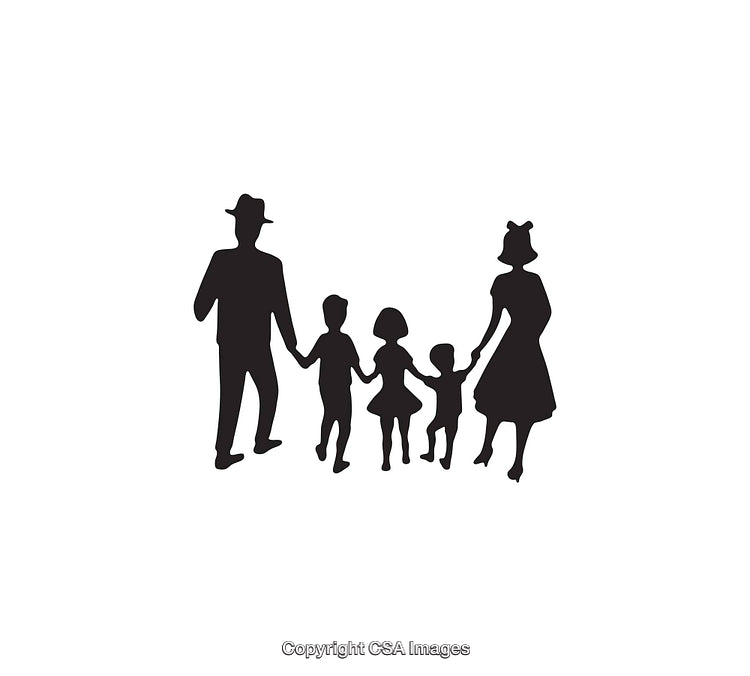 Silhouette of a Happy Family Holding Hands Together