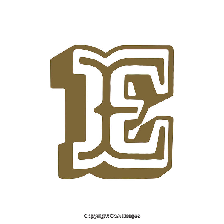 Bold Artistic Representation of the Letter E in Gold and White