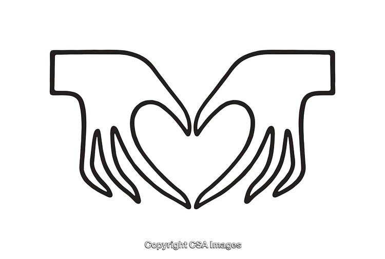 Minimalistic Line Art of Hands Forming a Heart Shape