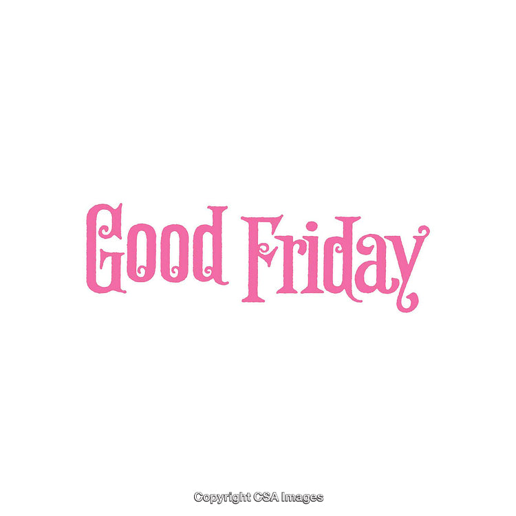 Good Friday Text in Pink Font on White Background