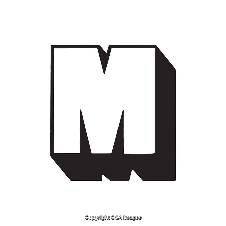 Bold Retro Letter M Design Monochrome Logo Graphic