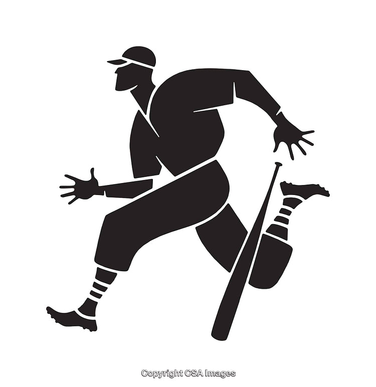 Silhouette Illustration of a Baseball Player Running with a Bat