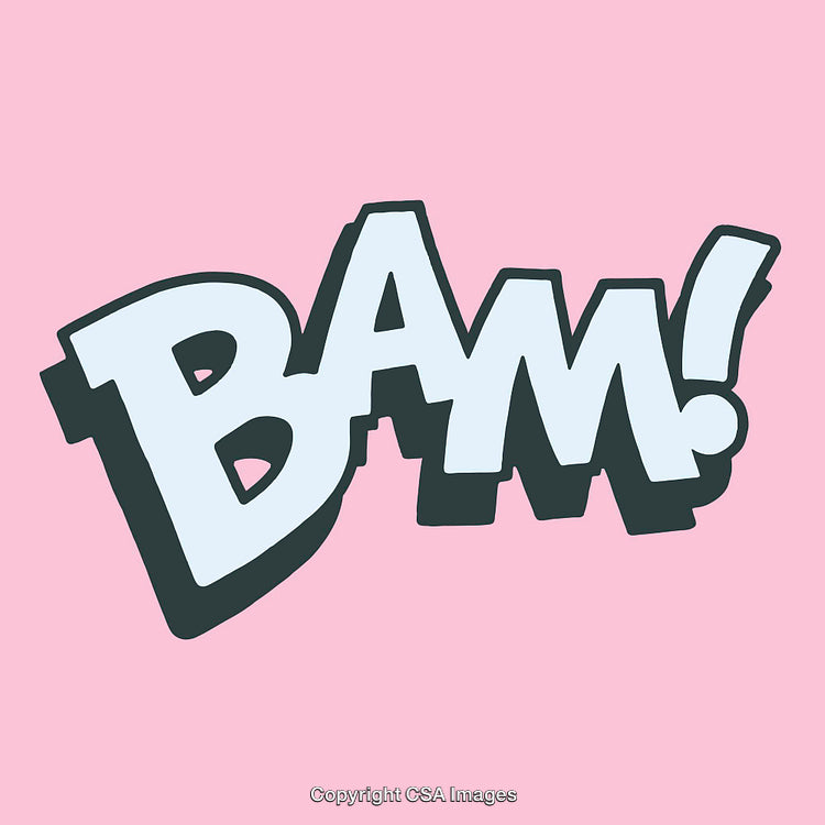 Colorful Comic Style Artwork Featuring Bold Text Slogan on Pink Background