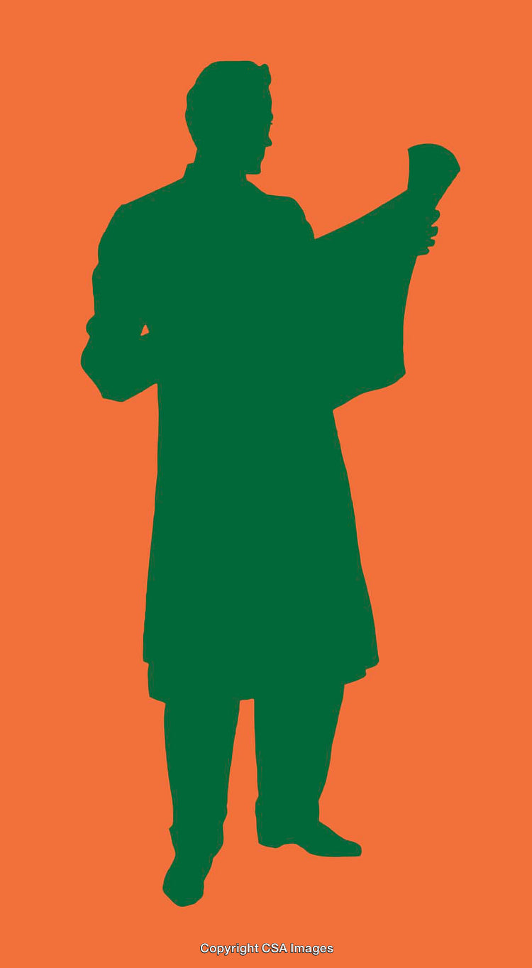 Silhouette of a Person Reading a Document on a Vibrant Background