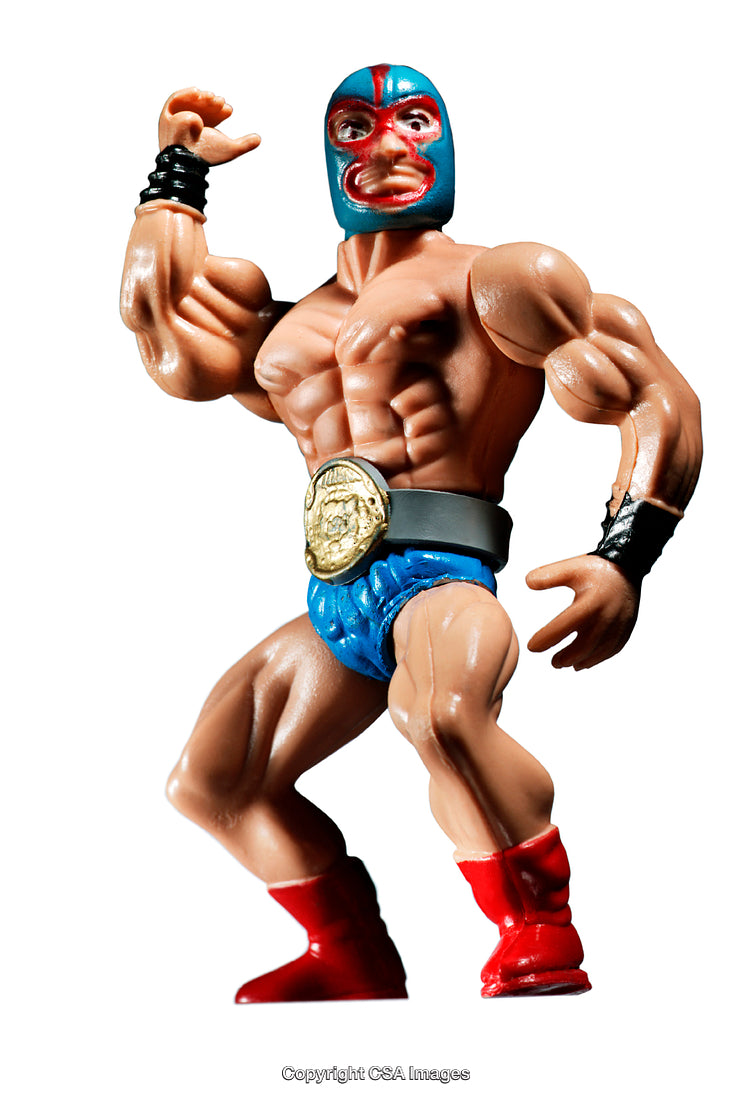Plastic Wrestling Figure with Dynamic Pose and Championship Belt