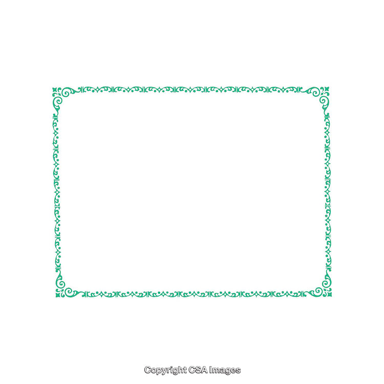 Elegant Decorative Border with Green Ornamental Design on White Background