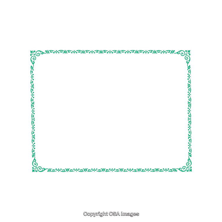 Elegant Decorative Border with Green Ornamental Design on White Background