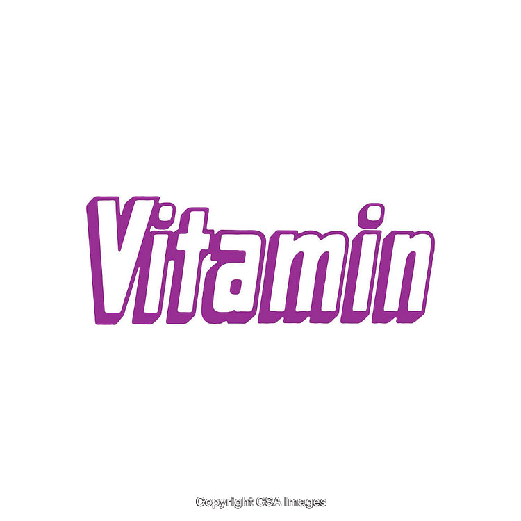Purple Gradient Vitamin Text Inscription on a White Background